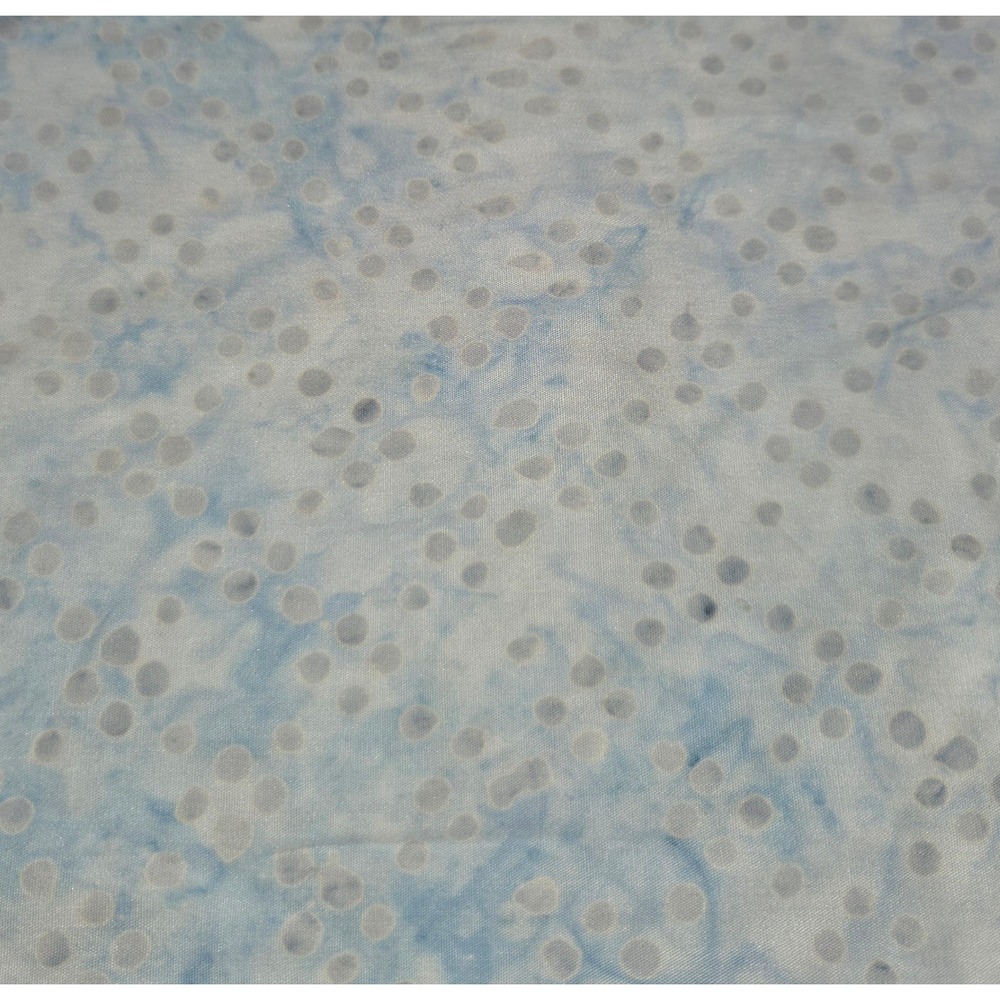 NEW 43"W Batik Hand Dyed Cotton Fabric - Light Blue Gray Dotted Pattern By Yard
